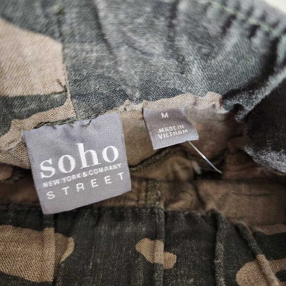 Soho Pants Women's M Camo Linen Drawstring Elastic Waist Casual Pull On - Picture 4 of 12